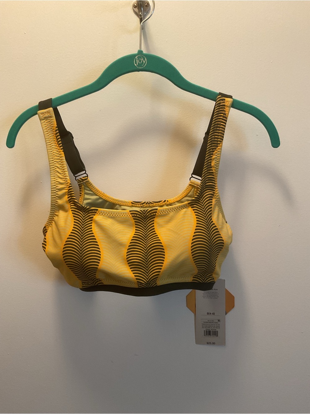 NWT Fe Noel Yellow and Green Patterned Bikini Top